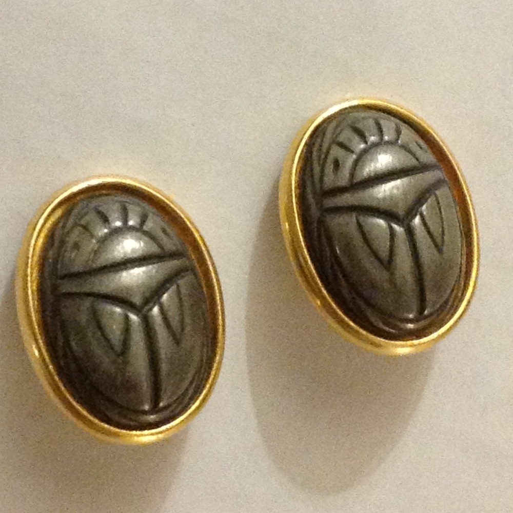 Ben Amun VTG Designer Scarab Clip Earrings